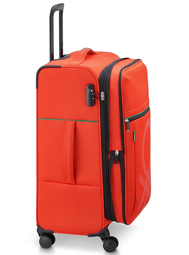 UNITED COLORS OF BENETTON  Color Block 69 Cm 4-Double Wheeled Softside Expandable Check-In Luggage Trolley Case - Red  | Best Price UAE